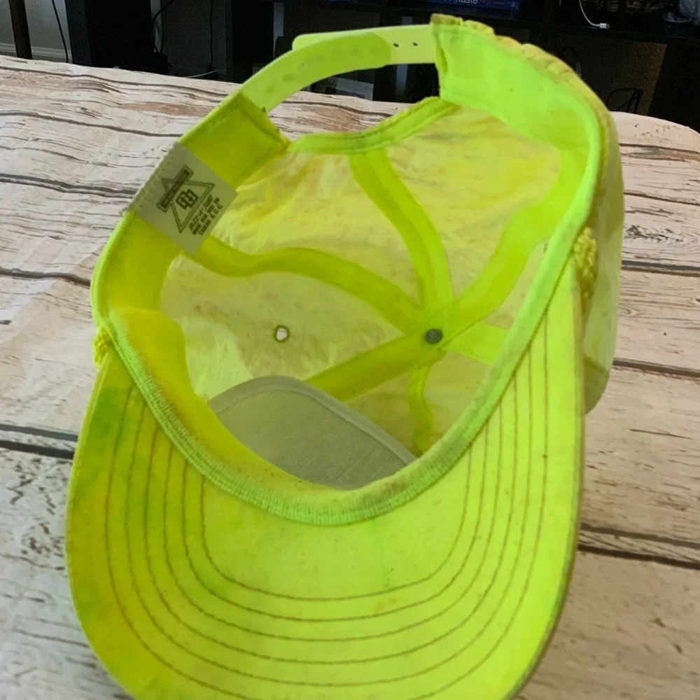 Vintage 90s Virginia Lottery‎ Snapback Hat Neon Yellow Fluo Graphic Cap VA Lotto